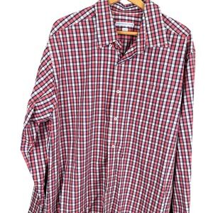 Southern Tide Mens XL Classic Fit Button Down Shirt Red Navy Blue White Plaid